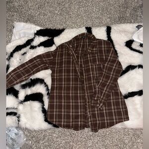 SHEIN Brown Plaid Casual Shirt